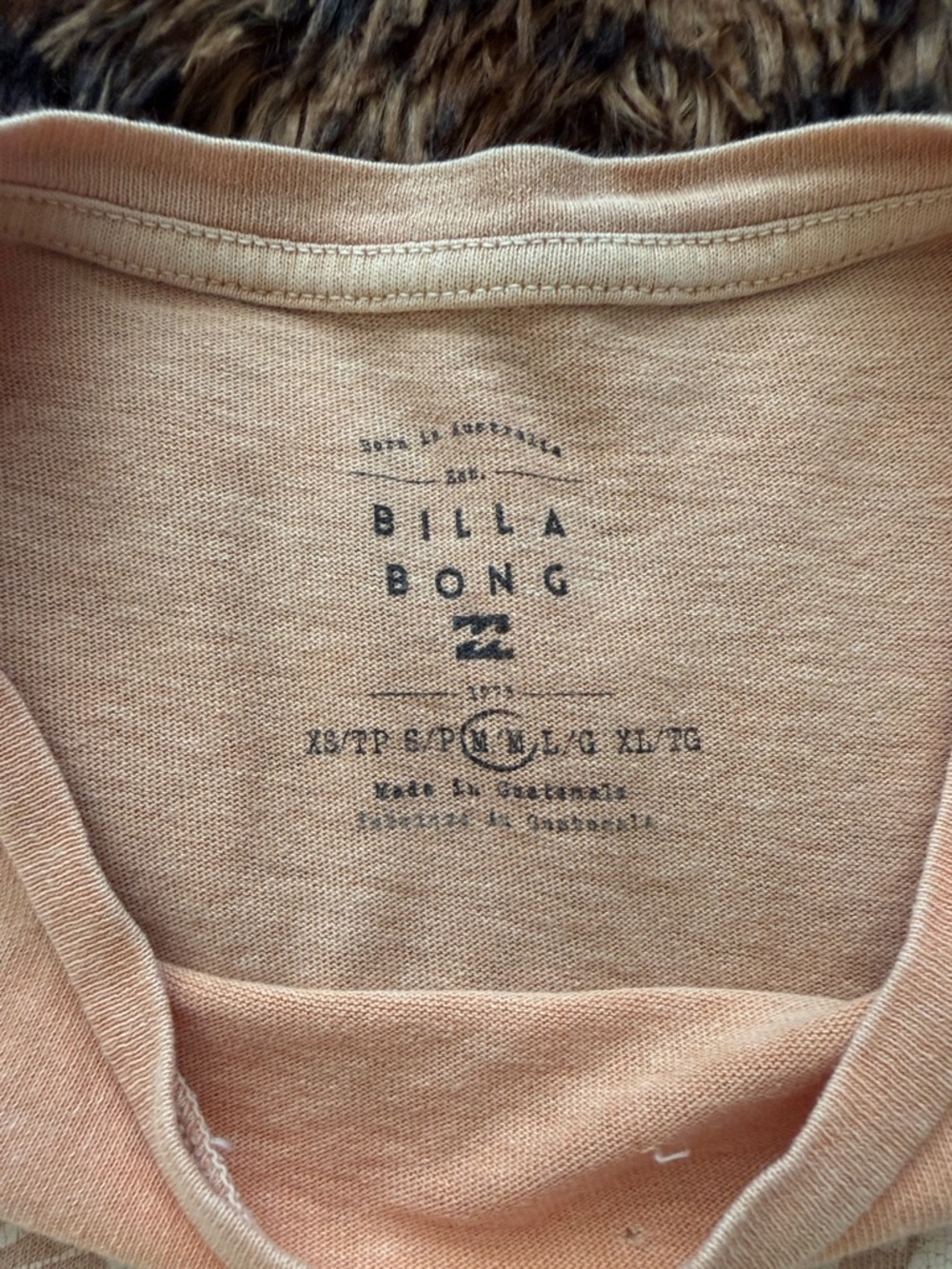 Billabong Faded Peach Graphic Tee - White Print - Picture 2 of 2